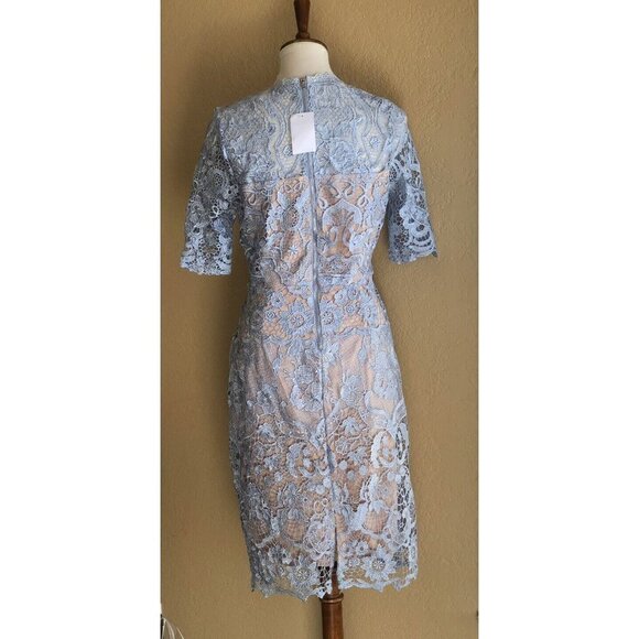 Just Me Women’s Lace Blue Nude Lined Lace Sheath Dress size M - Picture 2 of 12
